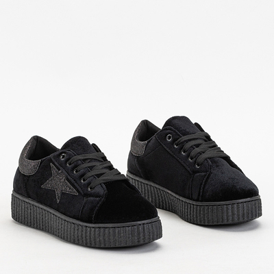 Black Estreni Women's Velor Sneakers - Footwear