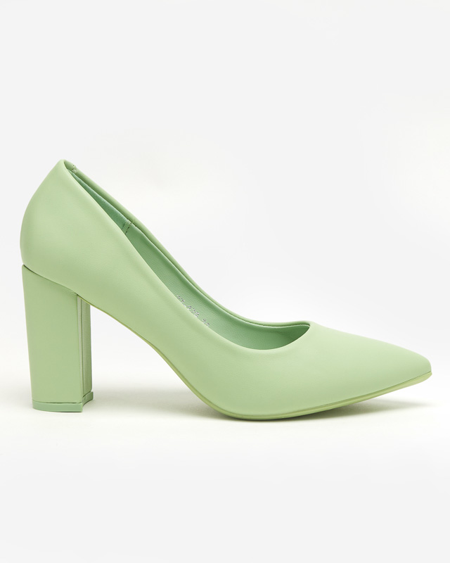 OUTLET Light green women's pumps on the post Sweet - Footwear