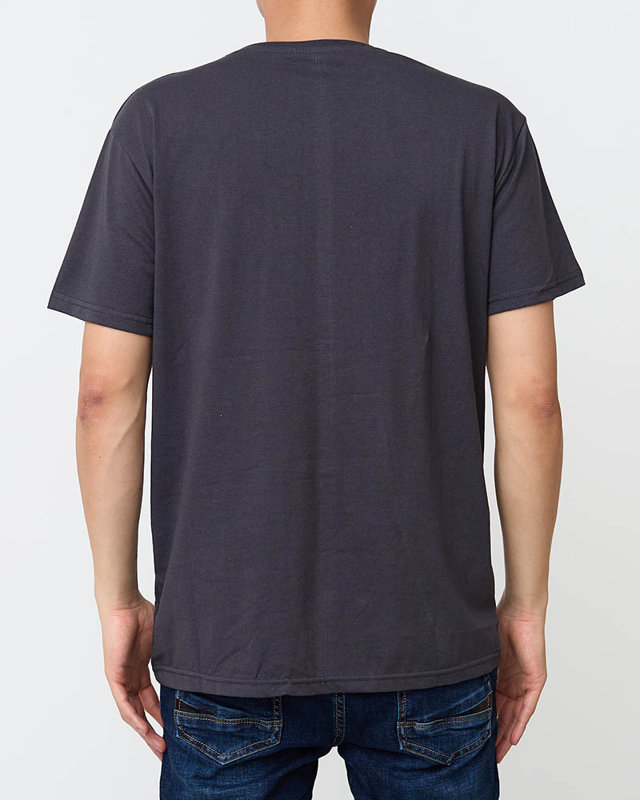 Dark gray men's t-shirt with the print - Clothing