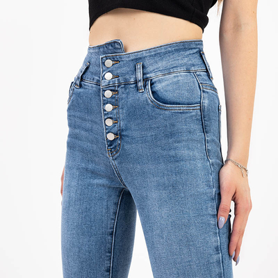 Blue women's high waisted jeans - Clothing