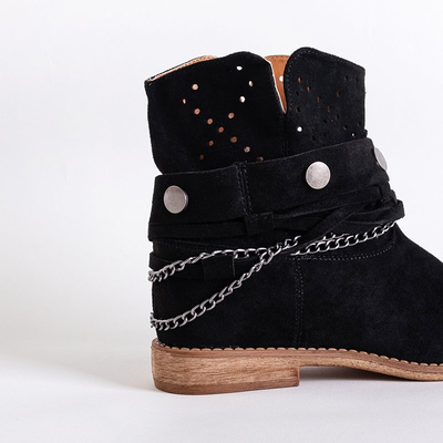 Black ankle boots a'la cowboy boots on a wedge heel Salemi - Footwear