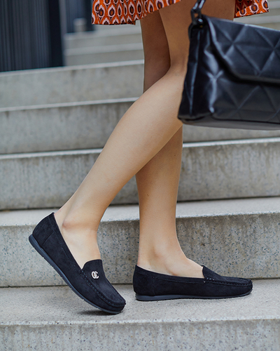 Black women's moccasins with an addition in zircons Endirmo - Footwear