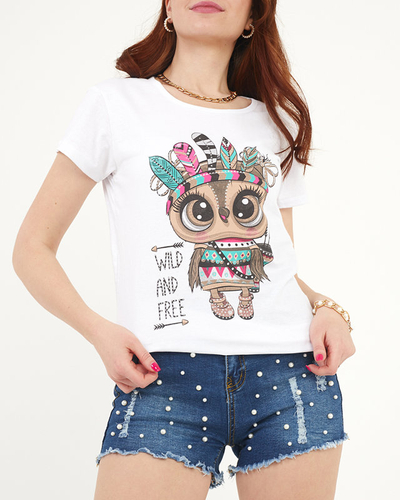 Women's white print T-shirt - Clothing