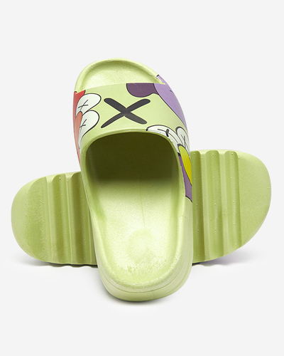 Green women's slippers by Elmino - Footwear