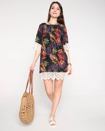 Ladies 'black tunic with leaves - Clothing