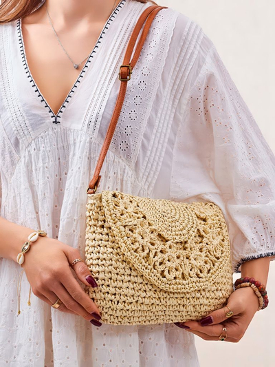 Royal Fashion Small Straw Women's Sunny Stripes Mini Handbag