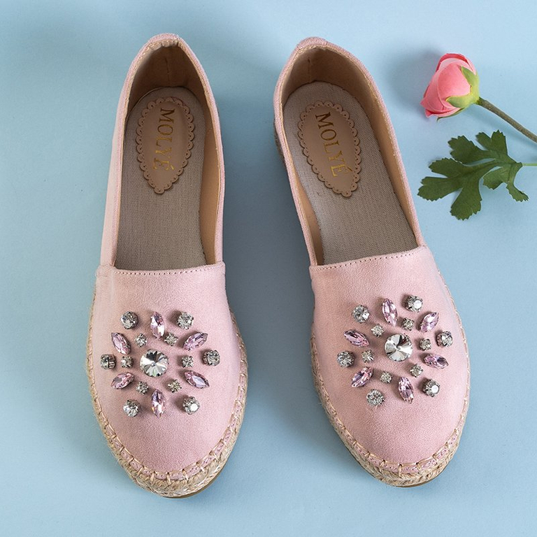 Light pink women's espadrilles with Lucila decorations - Footwear