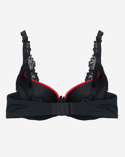 Red women's bra with black lace - Underwear