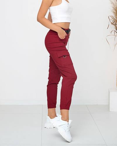 Burgundy insulated cargo pants with pockets - Clothing