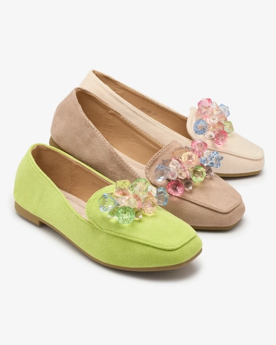 Green eco-suede moccasins for women Gepossa- Footwear