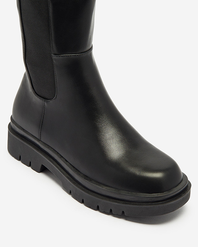 Women's eco-leather knee-high boots in black color Orikas - Footwear