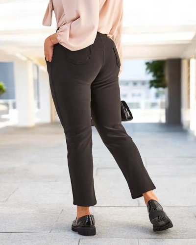 Royalfashion Women's Plus Size Fleece-Lined Treggings Pants