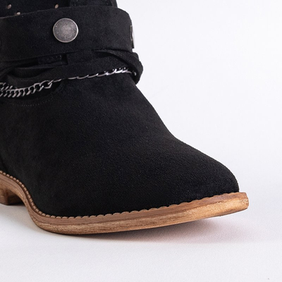 Black ankle boots a'la cowboy boots on a wedge heel Salemi - Footwear