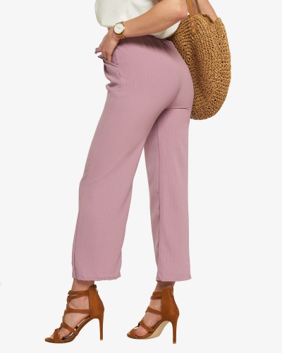 Purple women's wide fabric pants - Clothing