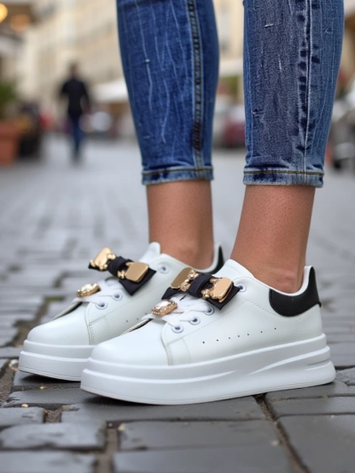 Женские платформенные кроссовки Royalfashion с бантиком Genimma