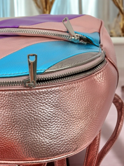 Royalfashion Women's backpack made of eco leather with Metallic Stripes