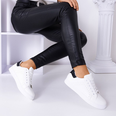 Women's white sports sneakers with a black inset Brasqe - Footwear