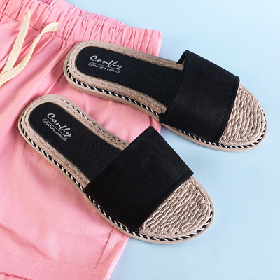 Ysia black women's slippers - Footwear