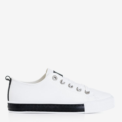 Women's white sneakers with black inserts Zuta - Footwear