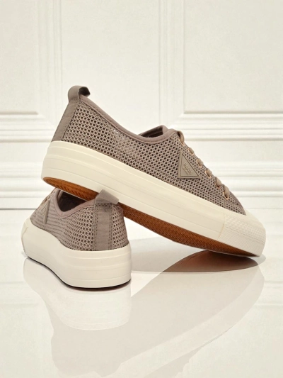 Ženske superge Hypatia Mesh svetlo rjava za poletje raven podplat 3cm