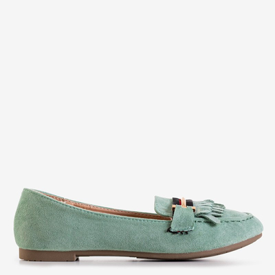 Green women's moccasins with tassels Morisa - Footwear