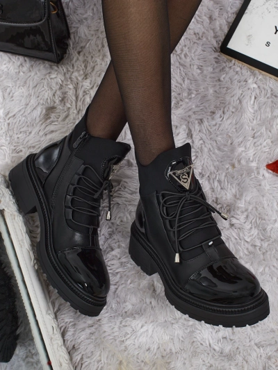 Eko skórzane sznurowane botki damskie Elisse