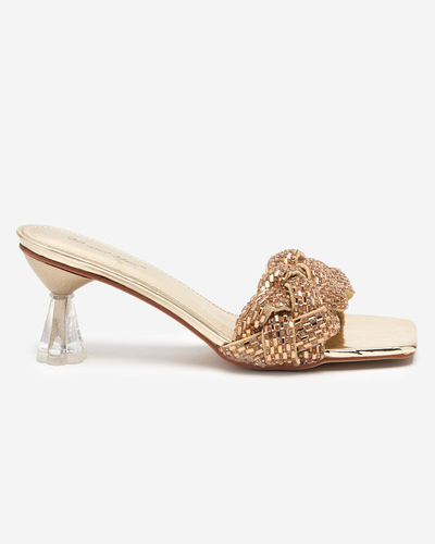 Gold lacquered slippers with low heels Sipeno - Footwear