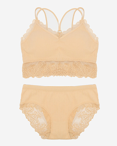 Women's underwear set with beige lace - Underwear