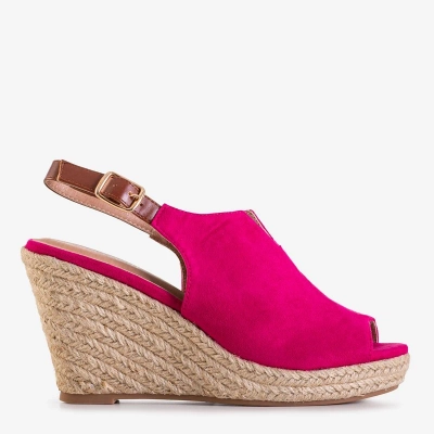 OUTLET Fuchsia women's wedge sandals Clowse - Shoes