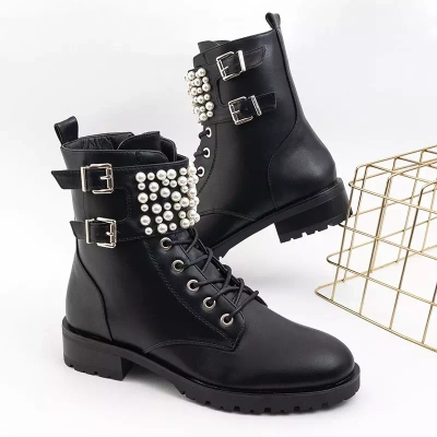 OUTLET Black women's boots with pearls Iznala - Footwear