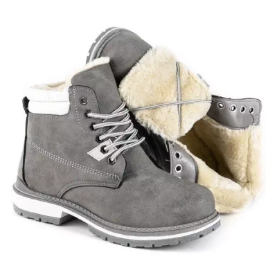OUTLET Gray hiking boots with North Land insulation - Footwear