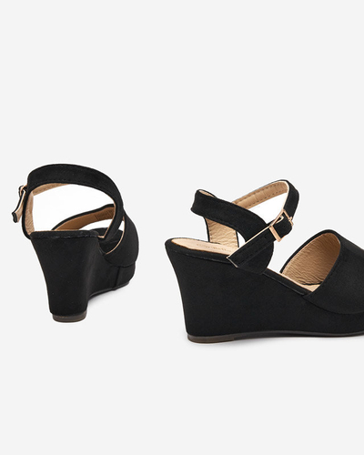 OUTLET Black women's sandals on the wedge Nalem - Footwear