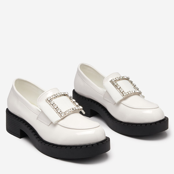 OUTLET White lacquered shoes with a Fogim buckle - Footwear