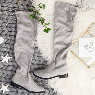 Gray boots from eco - suede Taramina - Footwear 1