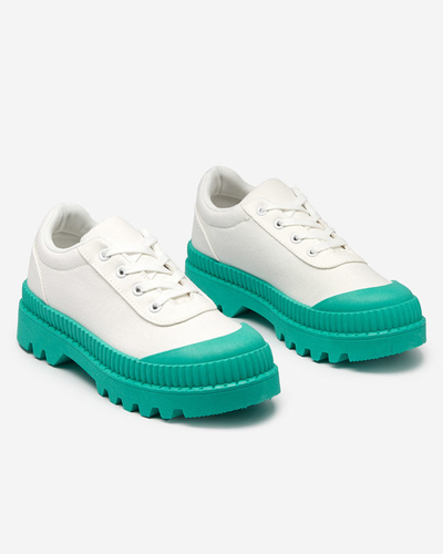 Women's sneakers in white with a green sole Comp - Footwear