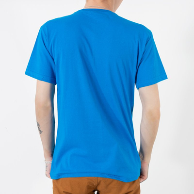 Dark blue printed cotton men's t-shirt - Clothing