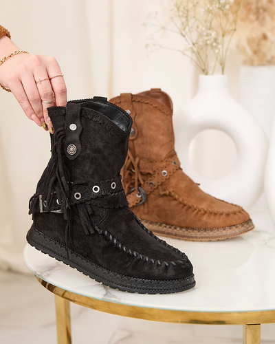 Royalfashion Melni sieviešu zābaki ar paslēptu enkuru Dibisa