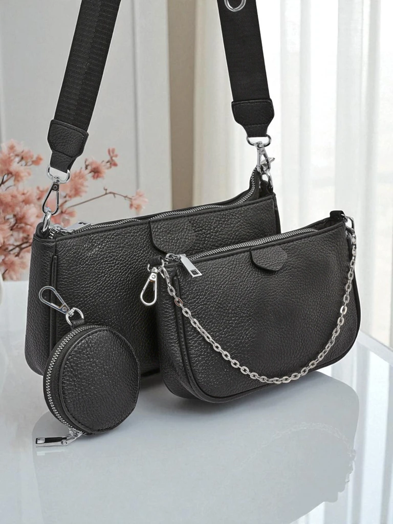 Damska torebka wielofunkcyjna Scylla w kolorze czarnym ze skóry ekologicznej