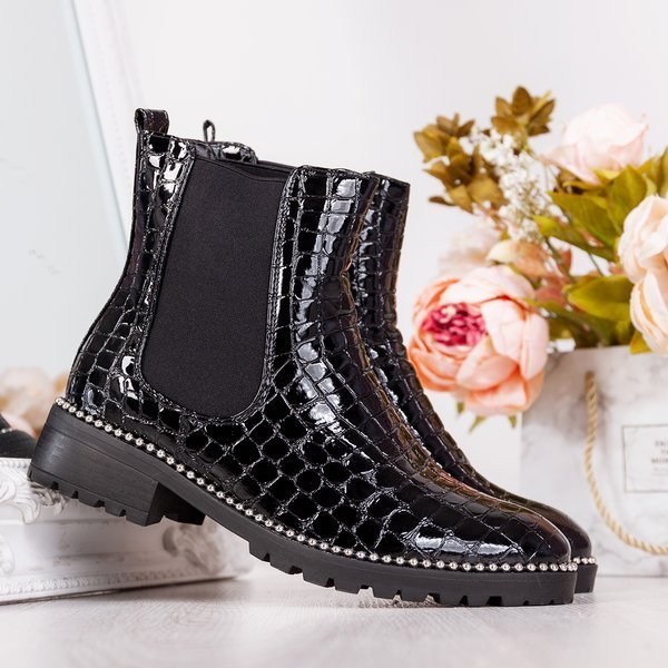 Lakierowane botki ze zwierzęcym tłoczeniem Panya - Obuwie