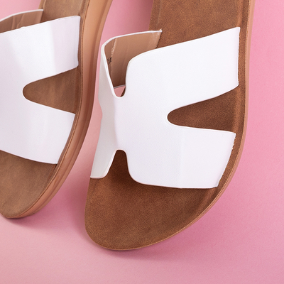 White women's eco-leather slippers Hemespa - Footwear