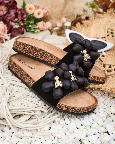 Royalfashion Женские шлепанцы с золотыми мишками и цветами Isaralle