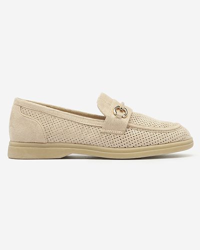 Women's moccasins with ornament in beige Ziragge- Footwear