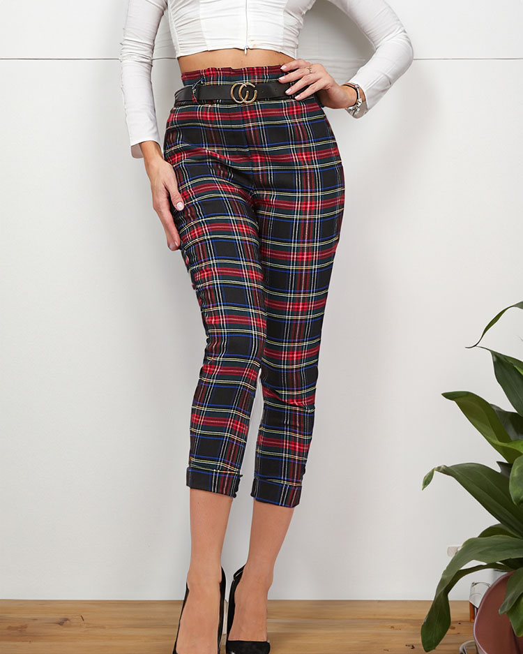 Royalfashion Sieviešu rūtainas bikses