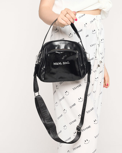 Black women's small handbag with white inscription - Accessories