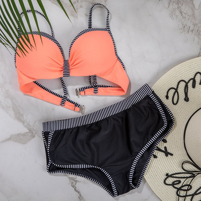 Orange and black two-piece women's swimsuit - Underwear