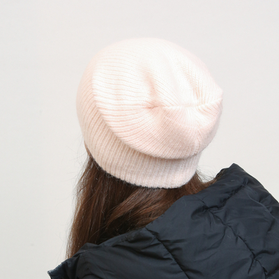 Light pink knitted women's beanie - Accessories
