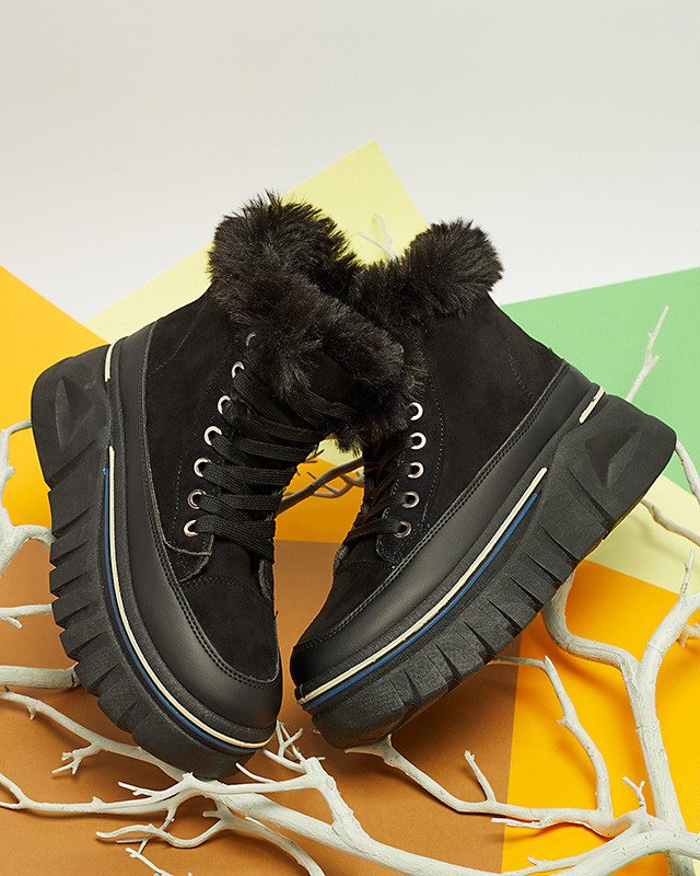 Black women's lace-up platform snow boots Neatesa - Footwear