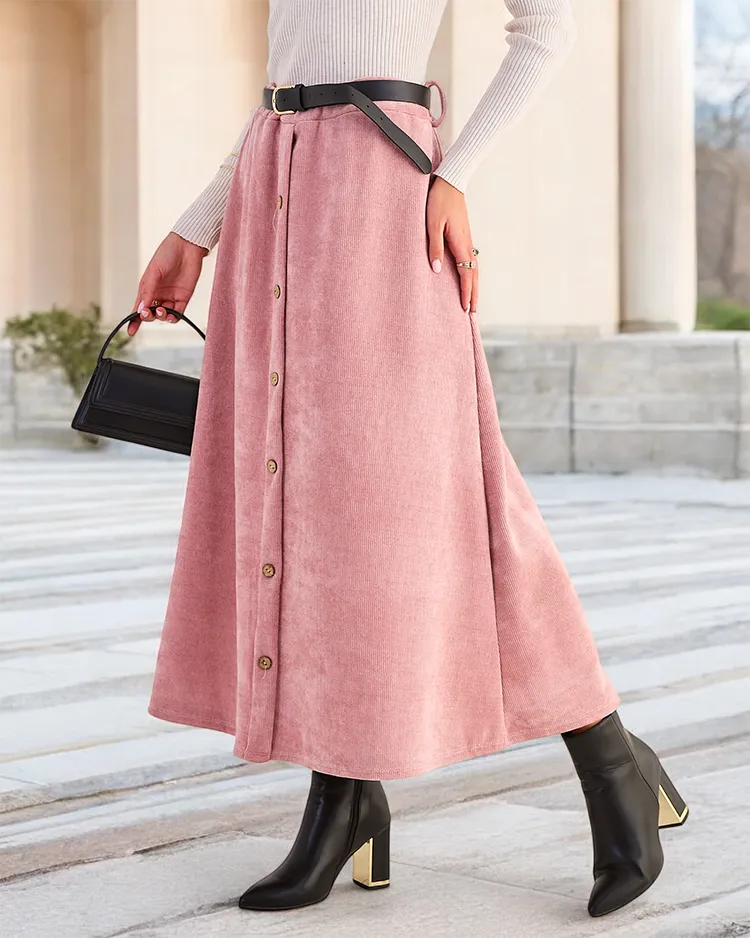 Royalfashion Женская юбка-миди с декоративными пуговицами