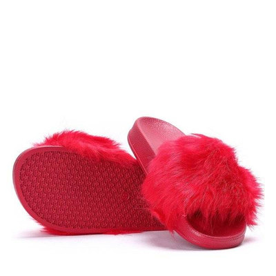 OUTLET Red slippers with fur Millie- Shoes