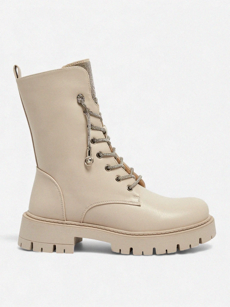 Eko usnjeni ženski gležnarji s vezalkami Farly